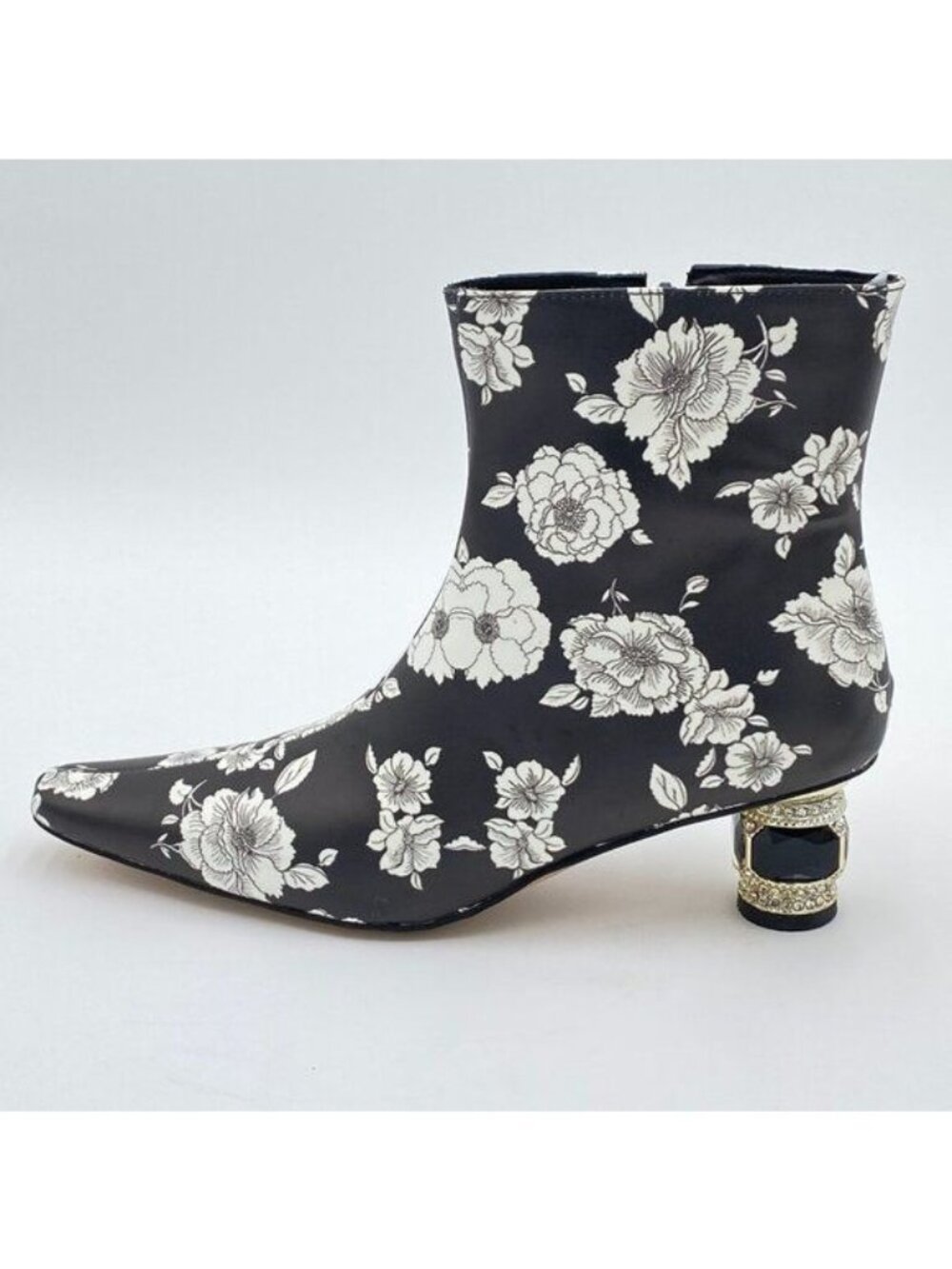 Womens jewel Heels flower Closed Toe Sexy Ankle Bootie Shoes